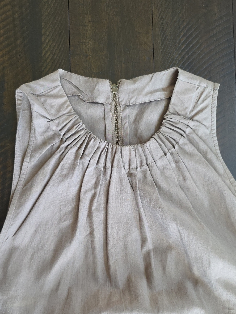 Brunello Cucinelli Sleeveless Two-Tone Shift Dress Beige Gray Cotton Silk Sz S - Picture 3 of 10